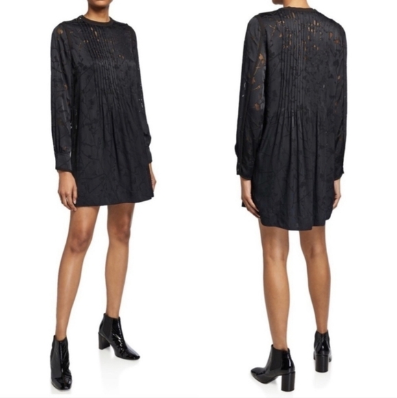 Rag & Bone Women's Black Rubie Burnout Silk Floral Shift Mini Dress 2 Piece Sz S - Picture 1 of 12